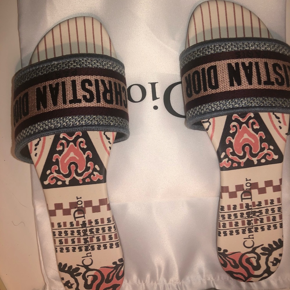 Authentic Christian Dior Dway Multi color Slides - Picture 4 of 9